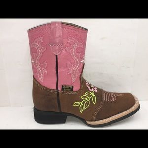 Cowgirl kids Genuine Leather Brown/Pink Boots